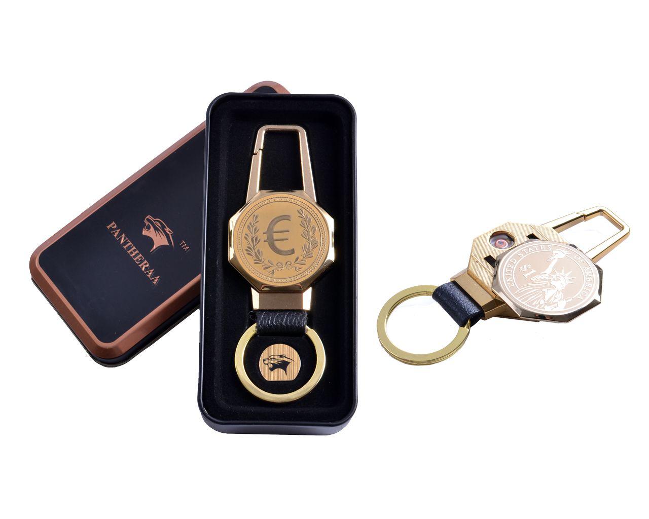 USB запальничка в подарунковій металевій коробці (брелок + ліхтарик)