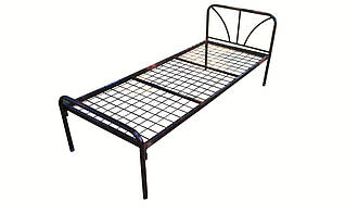 Ліжко металеве односпальне Релакс. Основа, каркас одноярусного ліжка з сіткою для гуртожитків
