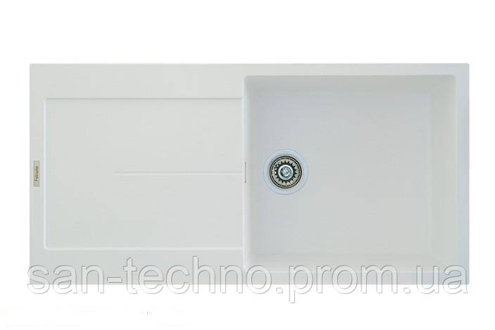 Мойка кухонная с большим крылом белая Fabiano Quadro 100x50 Alpine White - фото 1 - id-p497917131