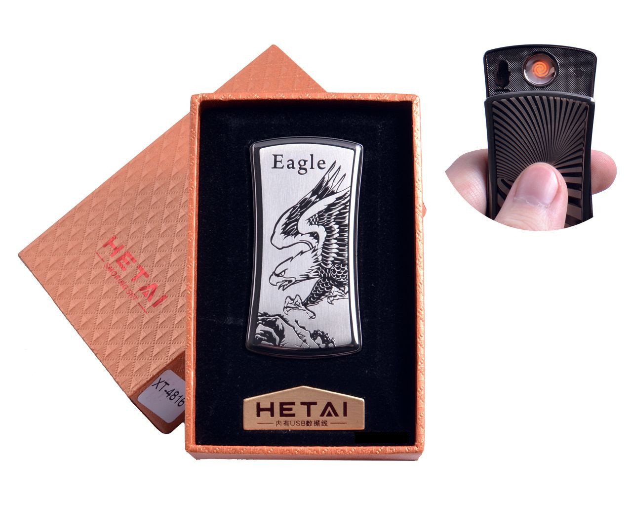 USB запальничка в подарунковій упаковці "Eagle" (спіраль розжарювання)