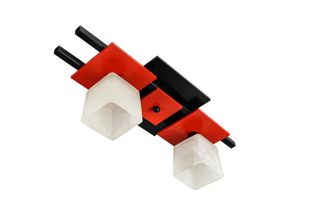 Оригінальна люстра стельова червона світильник в кухню спальню дитячу кімнату коридор на 2 плафони Данко/2 чорно червоний, фото 1