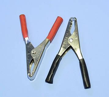 Зажим "крокодил" 15А L-75мм чорний+червоний (пара) 9-0003