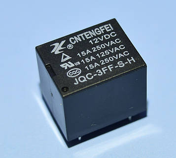 Реле 12V 1група JQC-3FF-1C (15А 240V) 5pin on-on, Tengfei
