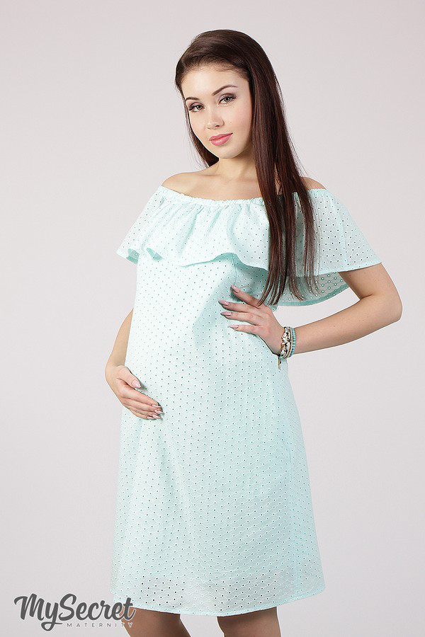 Сукня для вагітних та годування з прошви Elezevin DR-28.041 Юла мама, м'ята