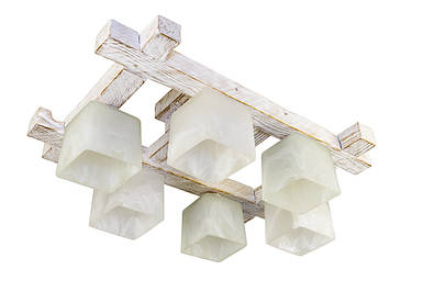 Люстра біла дерев'яна стельова в стилі прованс на 6 плафонів для спальні кухні кабінету Квадро/6 40x60