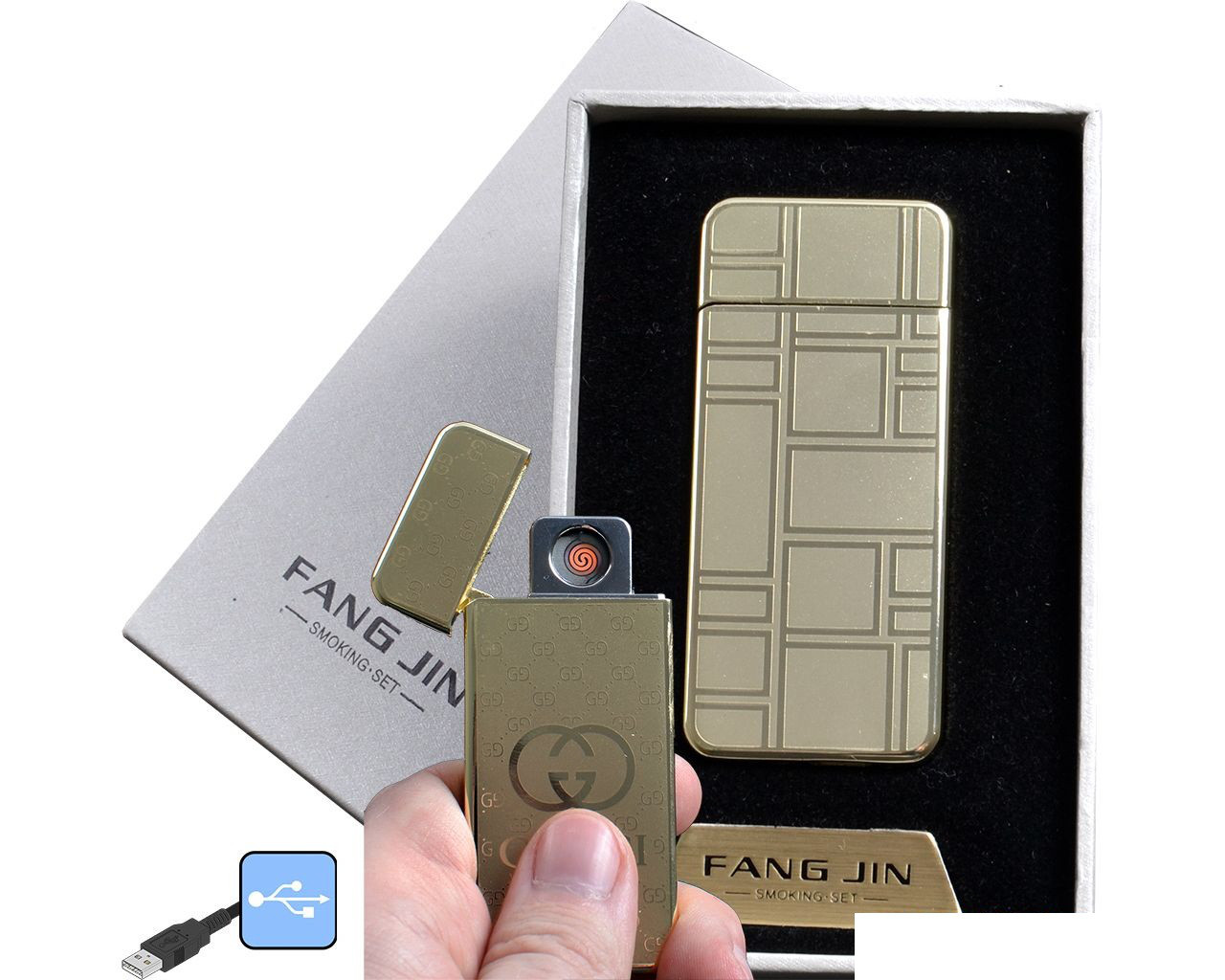 USB зажигалка в подарочной упаковке "FANG JIN" (спираль накаливания) - фото 1 - id-p675048249