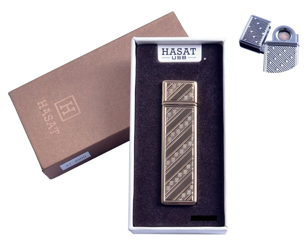USB запальничка в подарунковій упаковці "Hasat" (Двостороння спіраль розжарювання)