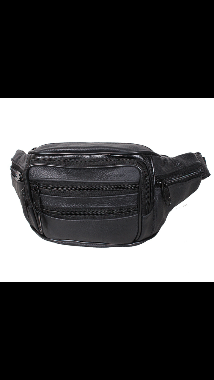 Бананка чоловіча шкіряна міська Молодіжна виська чорна, фото 1