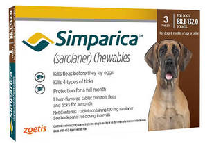 Simparica (Симпарика) засіб проти бліх і кліщів для собак 40-60 кг 1 паковання