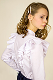 Біла шкільна блузка з довгим рукавом.Бавовна. 140р, фото 3