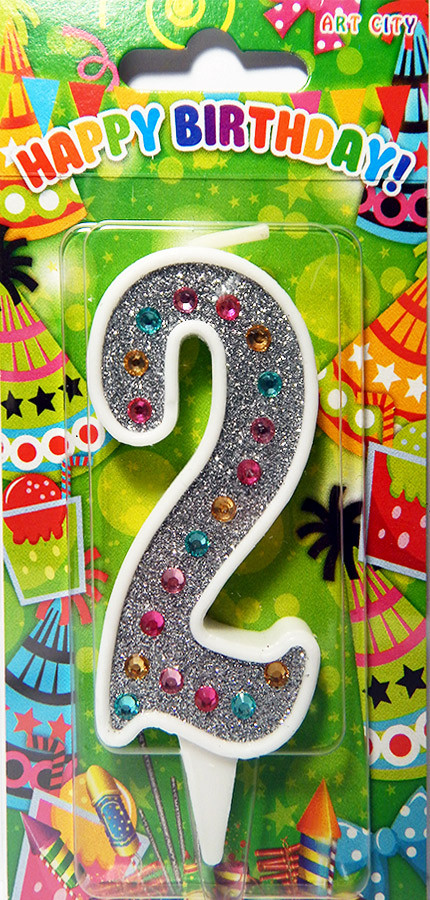 Свічки-цифрови "Срібло+стрази" 2