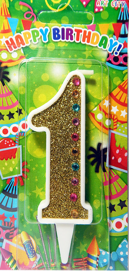 Свічки-цифрови "Золото+стрази" 1