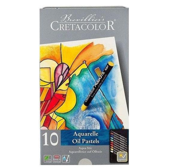Пастель олійна водорозчинна CRETACOLOR 10кол. в металевій коробці Aqua Stic 45010, фото 1