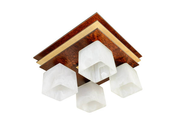 Стельова люстра світильник на 4 плафони для спальні, кухні, кабінету, передпокою Піраміда/4 коричневий, фото 1