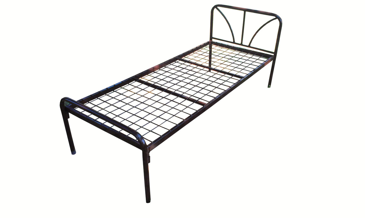 Ліжко металеве вузьке "РЕЛАКС". Одномісне ліжко із сіткою для гуртожитку, табору, армії, лікарні