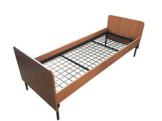 Ліжко одноярусне для гуртожитків 1972х837 мм (спинки ДСП, зварна сітка). Одномісне ліжко вузьке
