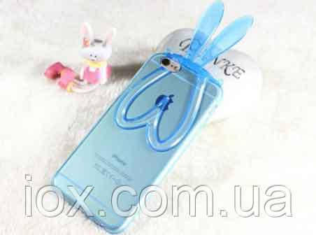 Блакитний силіконовий зайчик пропорційний вуха для iPhone 6