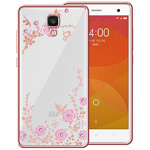 TPU чохол Rose зі стразами для Xiaomi Mi4 (2 кольори) Рожевий