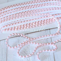 Тасьма з дрібними помпонами біло-рожева