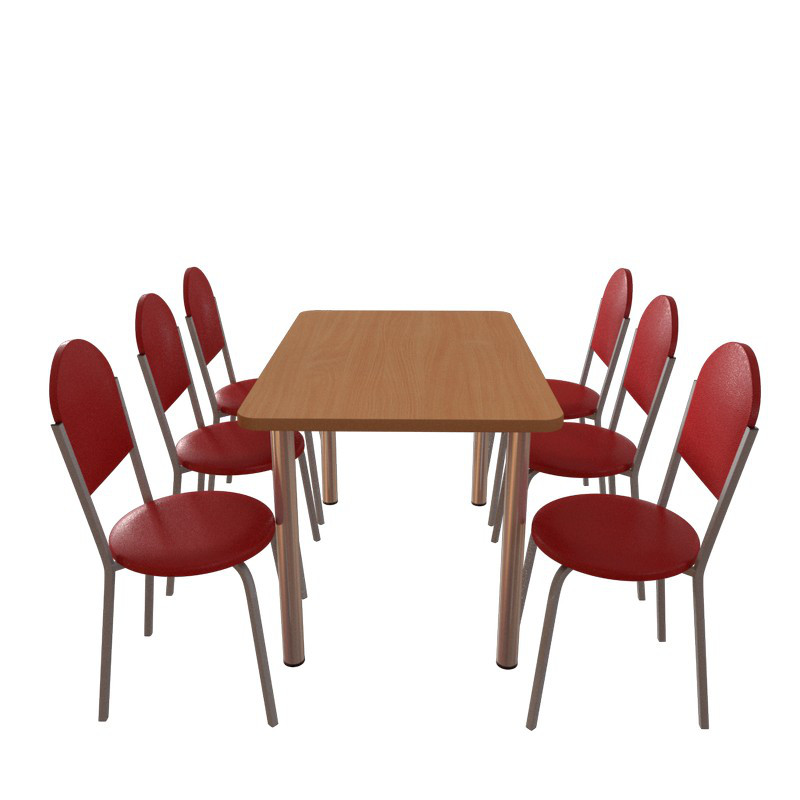 Комплект мебели для кафе: стол обеденный Хром + 6 стульев Velas - фото 1 - id-p675461322