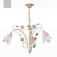Люстра на ланцюгу у стилі флористика з ніжно-рожевими квітами для спальні, залу 20433 серії "Ізабель"