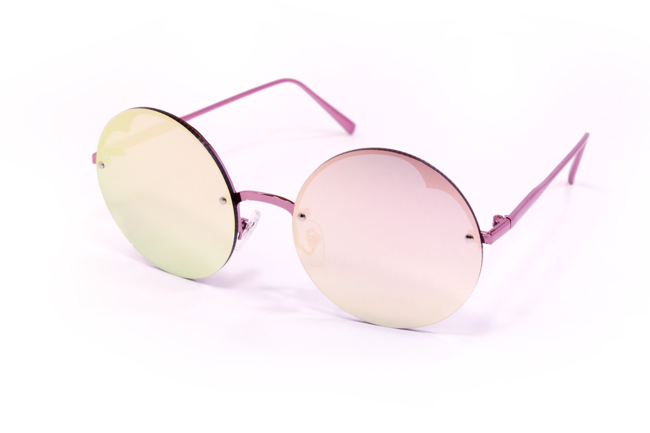 Жіночі сонцезахисні окуляри (8303-2) рожеві, круглі