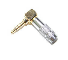 01-00-161. Штекер 3,5 4-х контактів кутовий, HQ, корпус метал, без хвостової частини, сріблястий