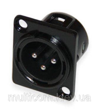 01-03-032. Штекер CANON (XLR) 3pin монтажний, корпус пластик, чорний