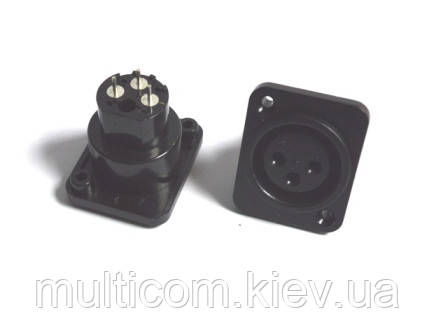 01-03-082. Гніздо CANON (XLR) 3pin під кабель, корпус пластик, чорне