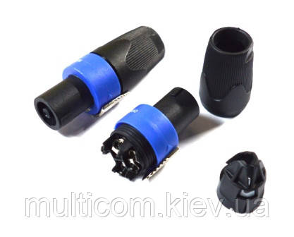 01-03-102. Штекер Speakon (СПІКОН) 4pin під кабель, корпус пластик