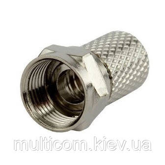 01-09-047. Штекер F (RG-6) накрутка, під кабель, цинк, фото 1