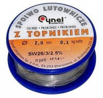 Припій Cynel з флюсом 100гр 2мм Sn60Pb40