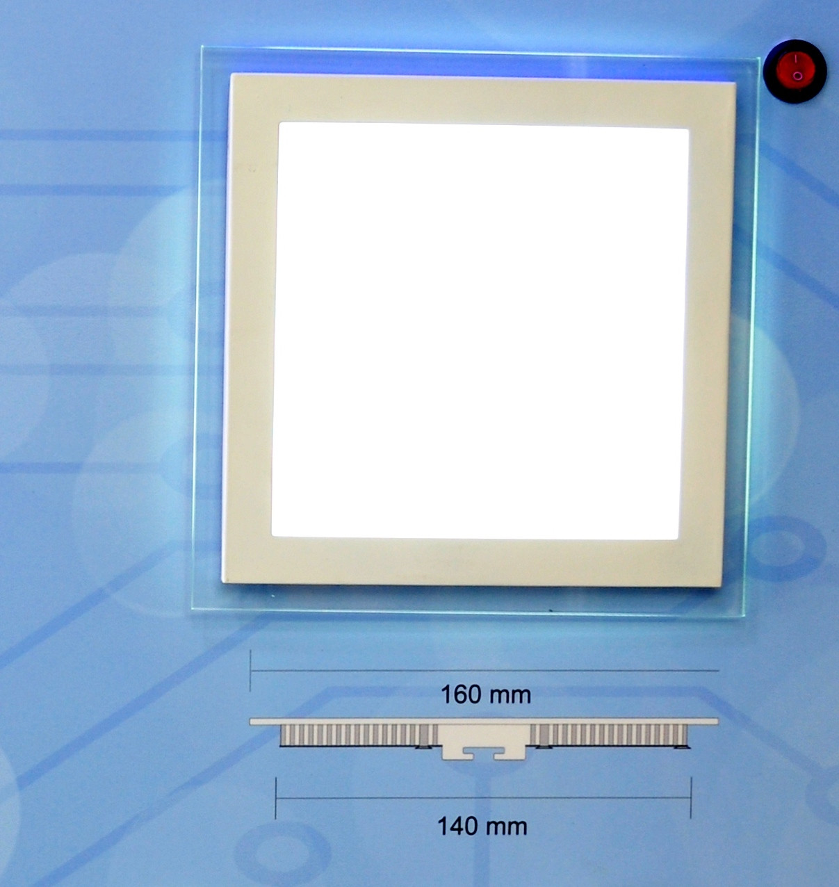 Світлодіодний врізний ультратонкий світильник Bellson Glass квадрат (18 Вт, 180х180 мм)