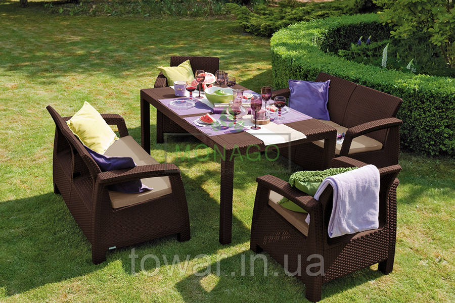Набір садових меблів CORFU FIESTA 2+2+1 braun