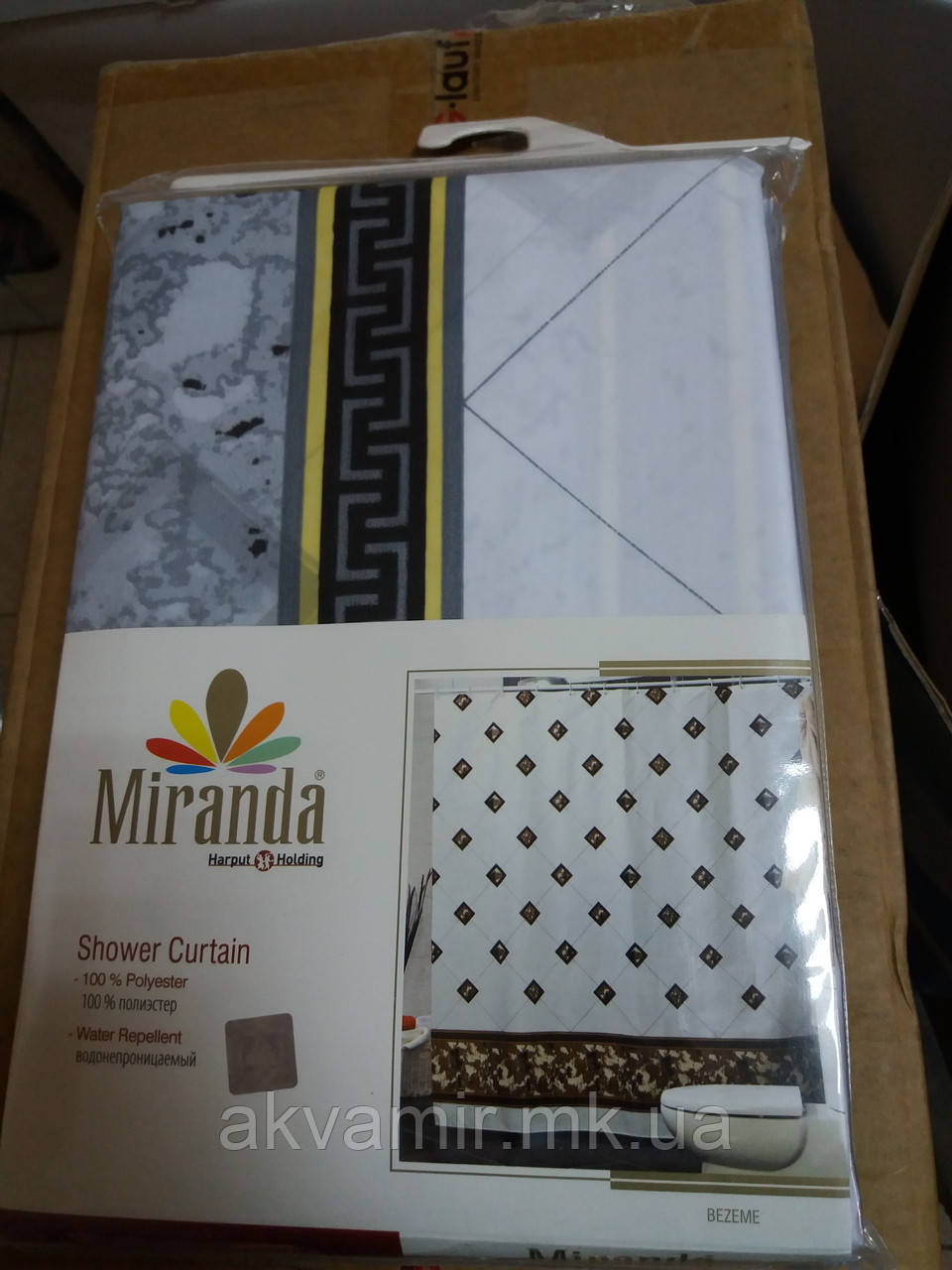 Штора для ванної Miranda Bezeme (Туреччина) 180х200 см чорно/сірий, фото 1