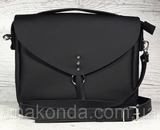 91-3 Натуральна шкіра Чорна антрацит Жіноча сумка шкіряна через плече натуральної шкіри довгий ремінь сумка, фото 1