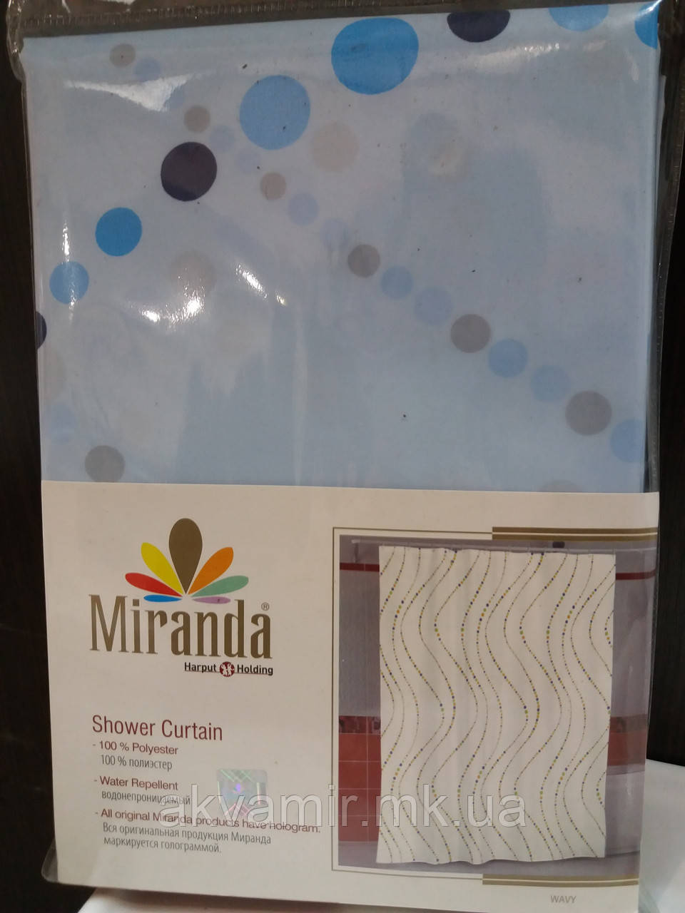 Штора для ванної Miranda WAVY (Туреччина) 180х200 см блакитна