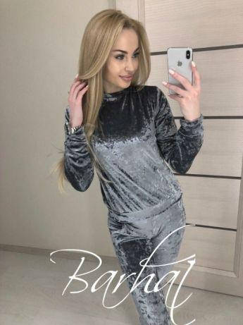 Купить Спортивный костюм женский из мраморного велюра с карманами ...