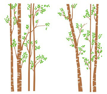 Интерьерная наклейка Березовая роща (большая наклейка винил большие наклейки деревья) матовая 2000х2000 мм - фото 5 - id-p271489225