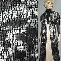 Хутро штучне низьковорсове чорне з сріблястими прямокутниками (штамп) ш.160