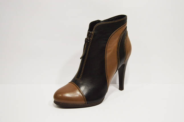 Чорно-коричневі шкіряні черевики It-girl, фото 2
