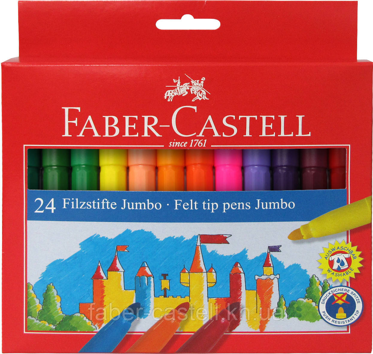 Фломастеры утолщенные Faber-Castell Felt tip JUMBO 24 цвета в картонной коробке, 554324