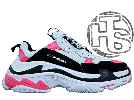 Жіночі кросівки Balenciaga Triple S Trainers White/Black/Pink, фото 1