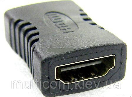 02-01-012. Перехідник гніздо HDMI - гніздо HDMI, gold pin, короткий, корпус пластик