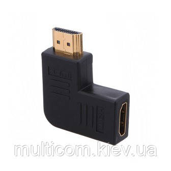 02-01-004. Перехідник штекер HDMI - гніздо HDMI, кутовий, горизонтальний, лівий, gold pin