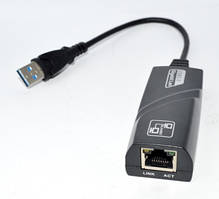 03-02-041. Адаптер USB 3.0 → Lan (штекер USB 3.0 - гніздо RG45 (8Р8С)), зі шнуром 10см, чорний