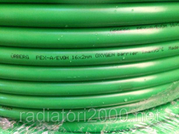 Труба для теплої підлоги водяного Urberg (Юрберг) PEX-A 16*2 Зелена з кисневим бар'єром, зшитий поліетилен, фото 1