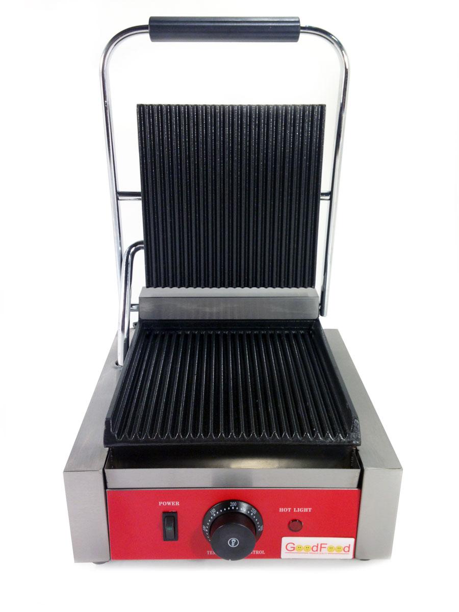 Гриль контактний GoodFood ECG10 Panini RED з пружиною для фіксування верхньої плити