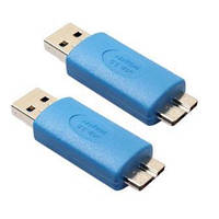 01-08-214. Перехідник штекер USB тип A - штекер micro USB з живленням, ver. 3.0, синій