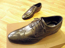 Туфлі броги чоловічі чорні натуральна глянсова шкіра, фото 3